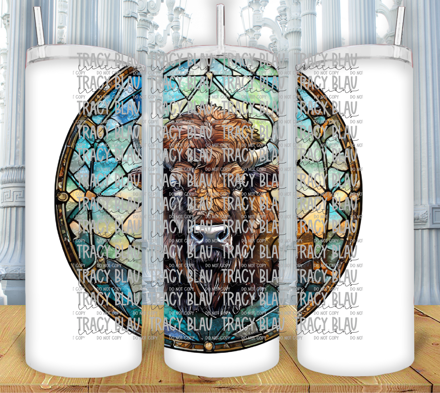 STAINED GLASS: HIGHLAND COW 1-01