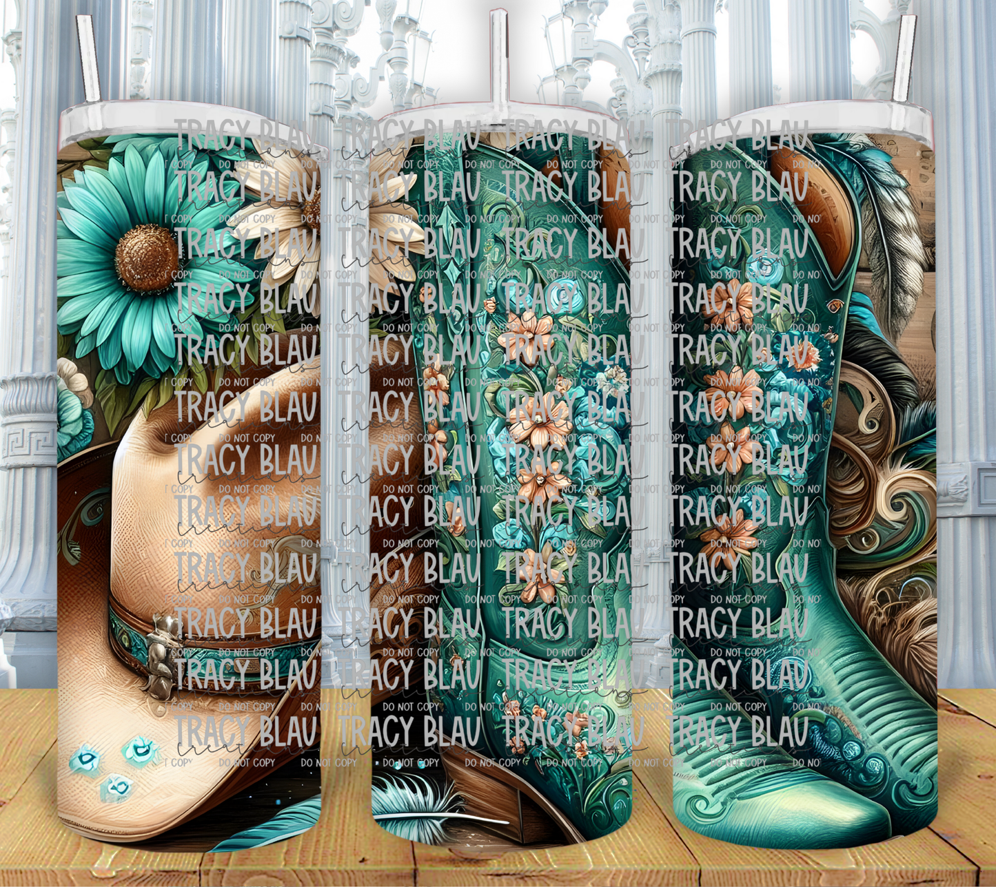 FLORAL COWBOY BOOTS AND HAT