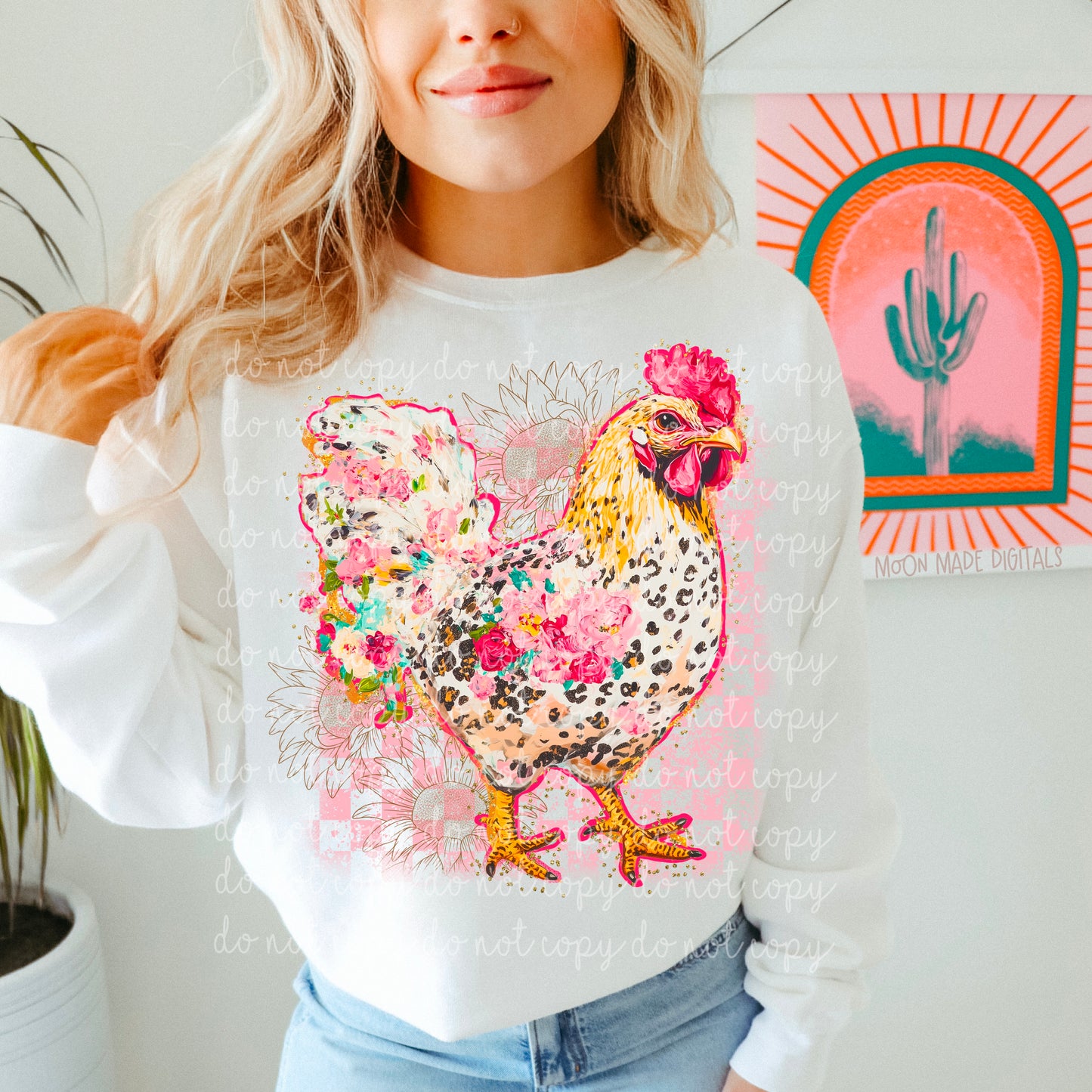 MIX MEDIA FLORAL CHICKEN