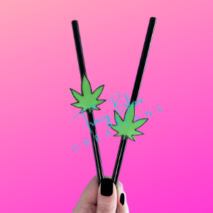 3D STRAW TOPPERS: MARIJUANA LEAF