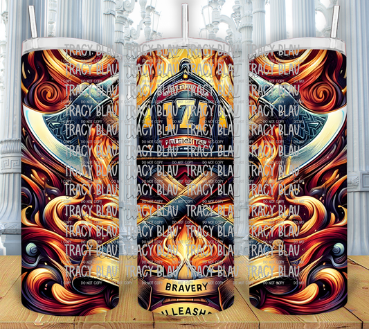 FIREFIGHTER AXE AND HELMET