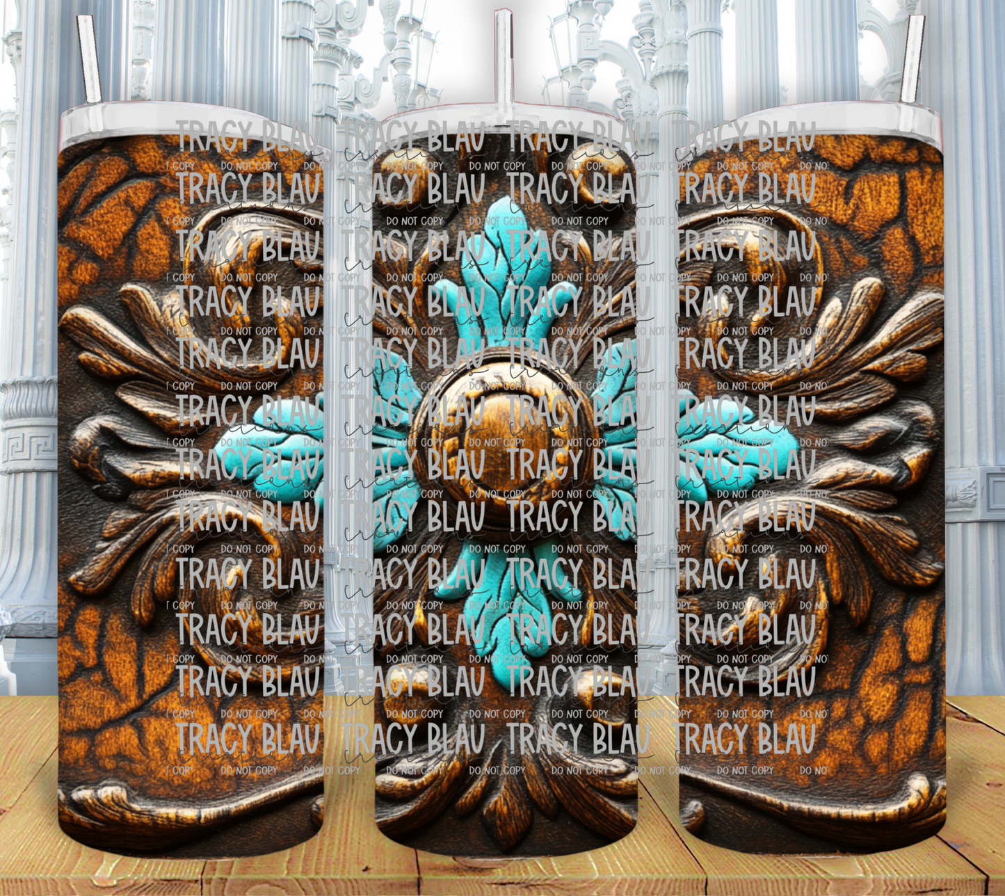 TOOLED LEATHER TURQUOISE