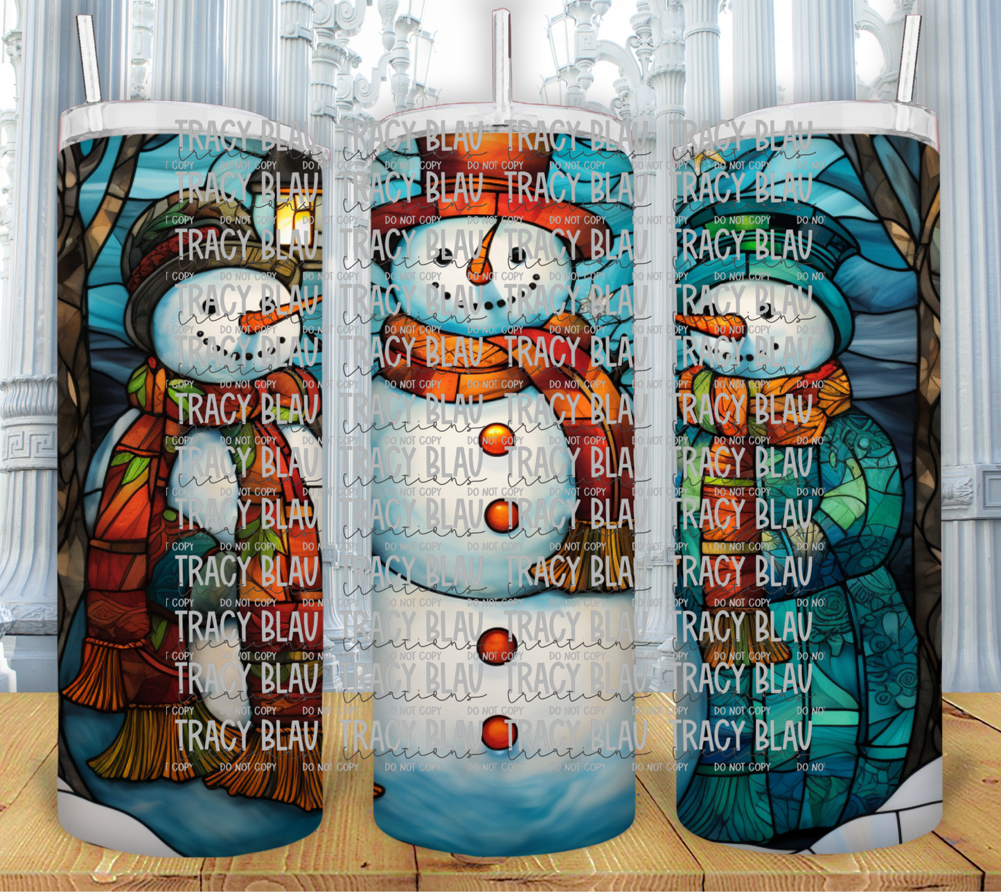 STAINED GLASS: SNOWMEN 3