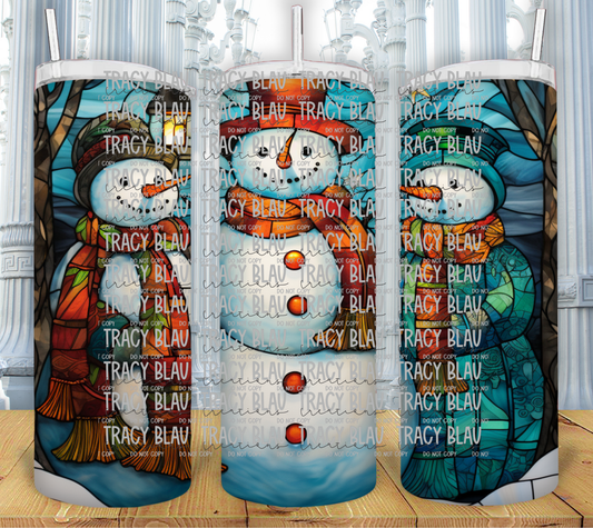 STAINED GLASS: SNOWMEN 3