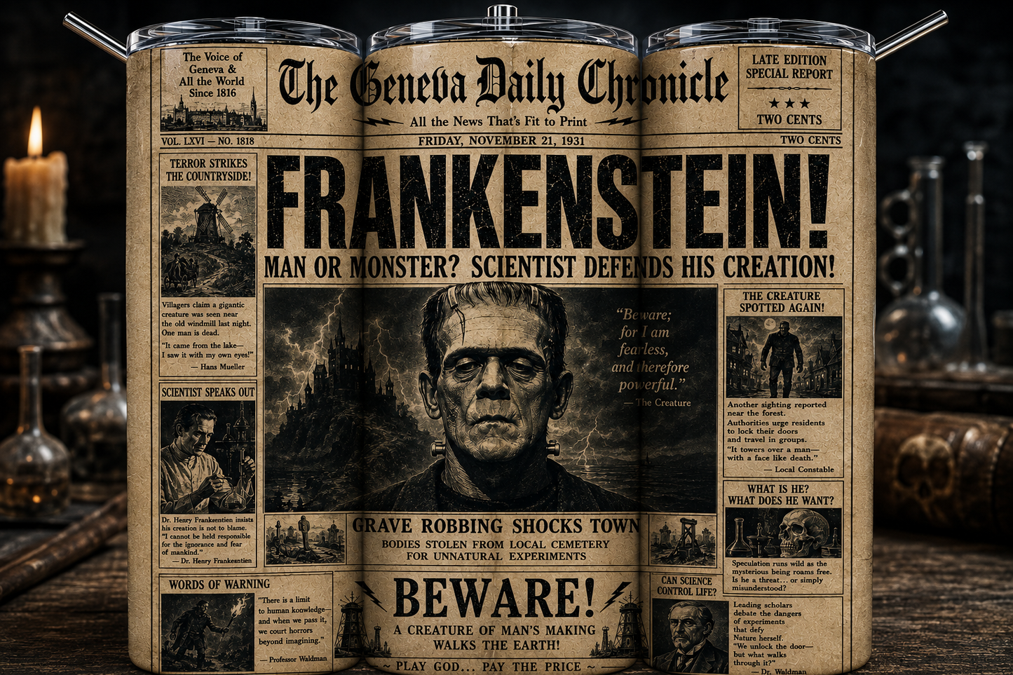 FRANKENSTEIN NEWSPAPER