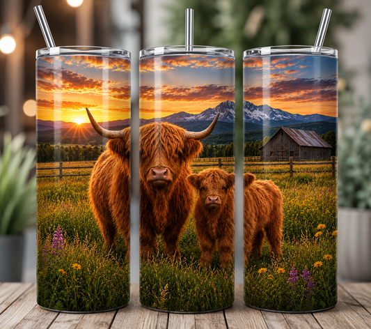 HIGHLAND CATTLE SUNSET 2