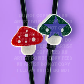 3D STRAW TOPPER: MUSHROOM RED