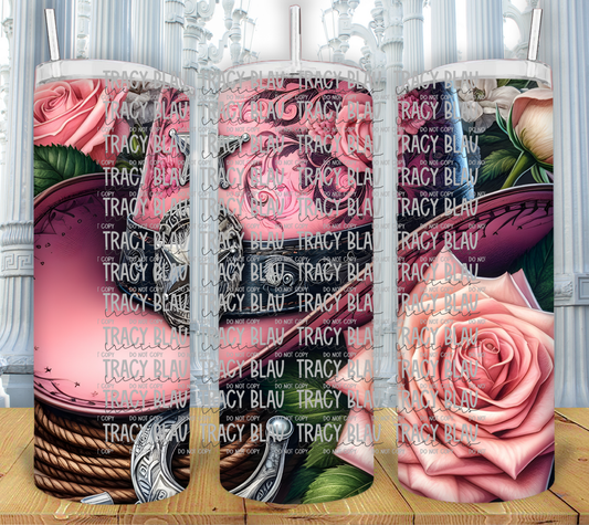 PINK COWGIRL FLORAL HAT